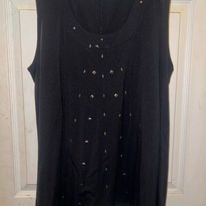 Cato Black Tank Top with Silver Accents